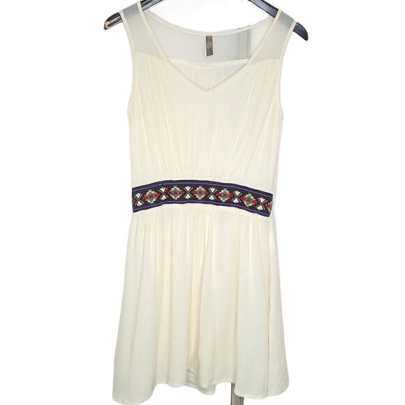 ENTRO Cream Aztec Tapestry Belt Sleeveless Dress - Picture 1 of 7
